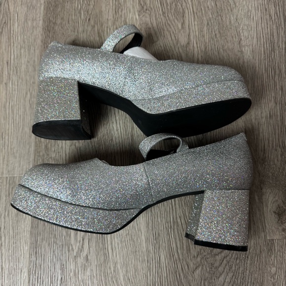 dELiA*s Shoes - dELiA*s Silver Glitter Mary Jane Platform Heels | New in Box Sz 9M